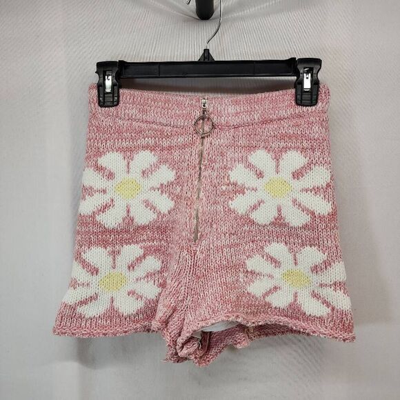 Storia Size Small  Pink Daisy Flower Knit Zip Front Closure Hippie Boho Ladies S - Picture 2 of 8